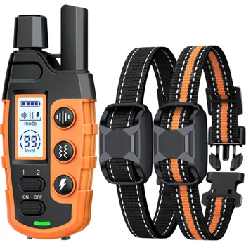 Obojek pro psa Sada 2 ks Elektrický výcvikový obojek pro psy 2–54 kg Vodotěsný Dobíjecí Vibrace Zvuk Šok Dálkové ovládání Výcvik domácích mazlíčků oranžová