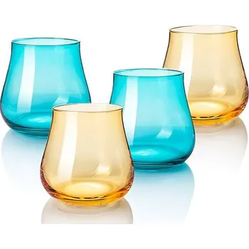 Sklenice B.BOHEMIAN DION Sada sklenic 340 ml Mix Blue and Yellow 4 ks