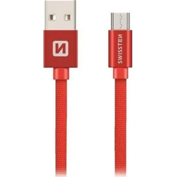 Datový kabel Swissten Datový Kabel Textile Usb / Micro Usb 2,0 M Červený