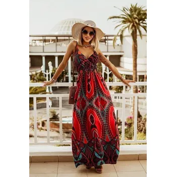 Dámské šaty Letní květované šaty červené Velikost: UNI: XS - L