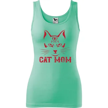 Dámské tílko s potiskem Cat mom Velikost: XL, Barva: Mátová