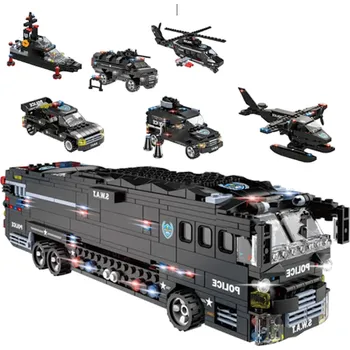 ostatní stavebnice Lebula Stavebnice mega set 1014 dílků policejní auto 6v1 vozidlo