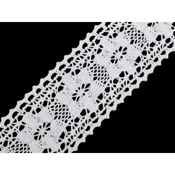 Krajka Bavlněná krajka / vsadka paličkovaná jemná šíře 50 mm Varianta: 1 bílá, Balení: 13.5 m