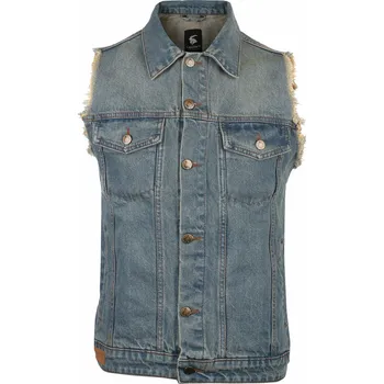 Pánská vesta vesta pánská CAPRICORN ROCKWEAR - blue with frayed arms - S