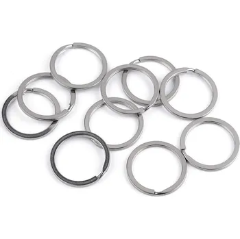 Kroužek na klíče z chirurgické oceli Ø25; 28; 32 mm plochý, barva 3 (32 mm) nikl