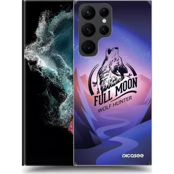 Pouzdro na mobilní telefon Picasee silikonový černý obal pro Samsung Galaxy S22 Ultra 5G - Vlk