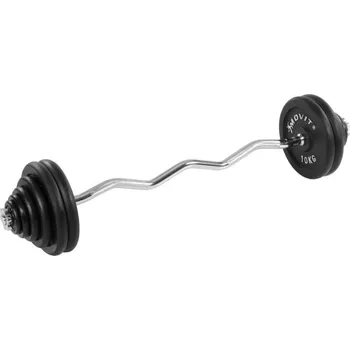 Těžká obouruční činka se zakřivenou tyčí, nastavitelná hmotnost, 65,5 kg