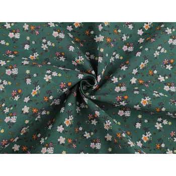 Bavlněná látka / plátno s řidší vazbou drobné květinky Varianta: 2 zelená, Balení: 1 m