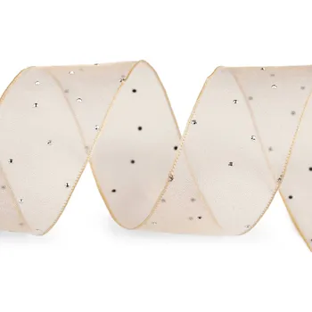 Stuha Organzová stuha s broušenými kamínky šíře 38 mm