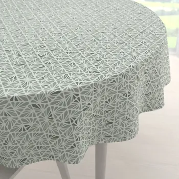 ubrus Bavlněný kulatý ubrus Sandra SA-627 Pastelově zelená mozaika na bílém Ø 60 cm