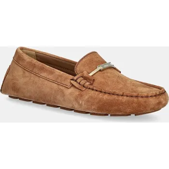 Dámské mokasíny Semišové mokasíny BOSS Roxanne dámské, hnědá barva, na plochém podpatku, 50548657 50548657.226 88X, EUR 41