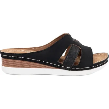 Dámské žabky Trendy nazouváky černé dámské na platformě 36