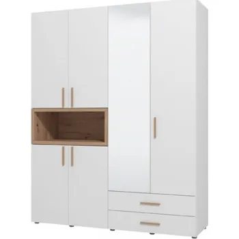 Šatní skříň Kombinovaná šatní skříň Dorcas - bílá, dub