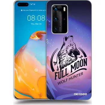 Pouzdro na mobilní telefon Picasee silikonový černý obal pro Huawei P40 Pro - Vlk