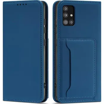 Pouzdro na mobilní telefon Forcell Knížkové pouzdro Magnet Card Case pro Samsung Galaxy A12 5G se stojánkem a kapsou na karty , modrá, 9145576251034