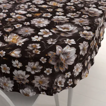 ubrus Bavlněný oválný ubrus Sandra SA-625 Magické lekníny na temně hnědém 50x100 cm