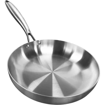 Kuchyňský nůž Nerezová pánev 22 cm Nepřilnavý povrch Bez povlaku Pro smažení steaků Vhodná na indukci i plyn Odolný kuchyňský hrnec na vaření