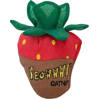 Hračka pro kočku Hračka pro kočky YEOWWW! jahoda plněná bio šantou mléčná čokoláda 10x7cm