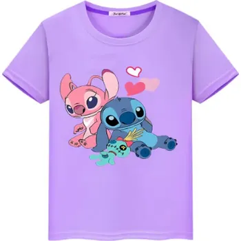 Dívčí tričko Dětské tričko s potiskem Lilo & Stitch (vel. od 2 do 14 let) - různé barvy Barva: Fialová, Velikost: 130
