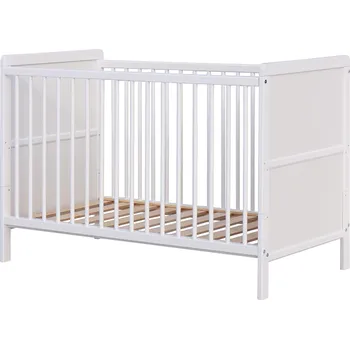 Dětská postýlka Scarlett LONGA s vyndavacími příčkami borovice - bílá 120 x 60 cm (120x60 cm)