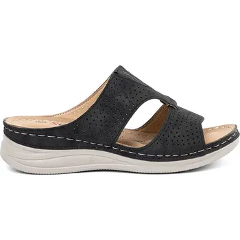 Dámské žabky Seastar Zajímavé černé nazouváky dámské na plochém podpatku 38