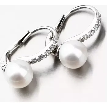 Náušnice Dámské náušnice bílé zlato 585 perly a se zirkony 663P-120009-B