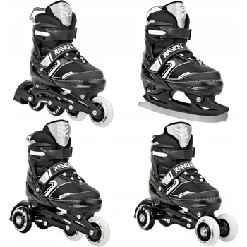 Kolečkové brusle Kolečkové brusle 4v1 Raven Helixi BLACK/GREY svítící kolo LED Velikost bruslí: EU 34-37, Typ nože: Pánský (hokejový)