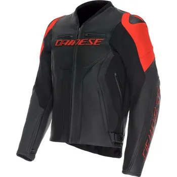 Moto bunda Dainese Dainese RACING 5 PERF letní sportovní kožená bunda černá/fluo-červená vel.58 58