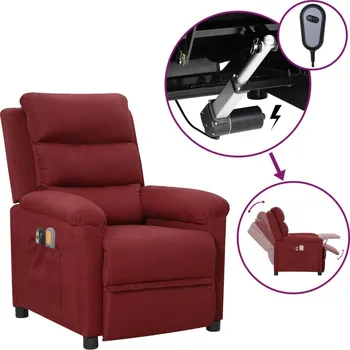 Masážní křeslo Elektrické masážní křeslo vínové textil Červená3098978