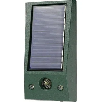 Odpuzovač zvířat Ultrazvukový odpuzovač koček a hlodavců 12 x 6,5 cm Solární plašič zvířat na zahradu Zelený Boxované balení G1016