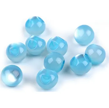 Knoflík Perla k našití / knoflík kočičí oko Ø10 mm, malé, 3 modrá světlá