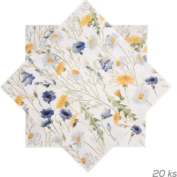Dóza na potraviny Ubrousek papír jarní květy 20 ks 33x33 cm modrá O0566