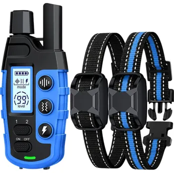 Obojek pro psa Sada 2 ks Elektrický výcvikový obojek pro psy 2–54 kg Vodotěsný Dobíjecí Vibrace Zvuk Šok Dálkové ovládání Výcvik domácích mazlíčků modrá