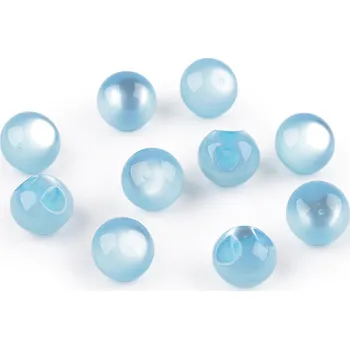 Knoflík Perla k našití / knoflík kočičí oko Ø11 mm, malé, 3 modrá světlá