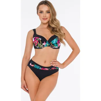 Dámské plavky Dámské vel. dvoudílné plavky s listy - černé - Self, 48D i10_P74528_2:265_