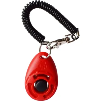 Obojek pro psa Trenér pro výcvik psů a koček Tlačítko se zvukem Nastavitelný řemínek Klíčenka Pomůcka pro domácí mazlíčky Přenosný výcvikový nástroj červená