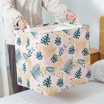 Úložný box Úložný koš na textil se stahovací šňůrkou - listy
