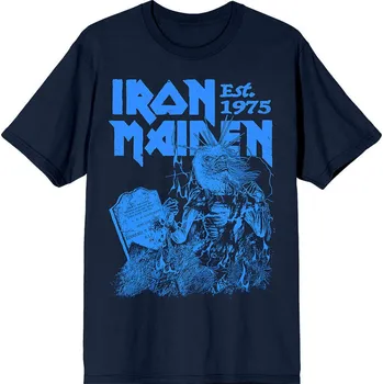 Pánské oblečení Iron Maiden Est. 1975 Life After Death Stamp Navy Blue XL Tričko