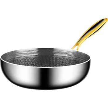 Kuchyňský nůž Nerezová wok pánev 26 cm s nepřilnavým voštinovým povrchem Kuchyňská pánev na indukci a plyn Wok na smažení a vaření z oceli