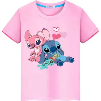 Dětské tričko s potiskem Lilo & Stitch (vel. od 2 do 14 let) - různé barvy Barva: Růžová, Velikost: 150