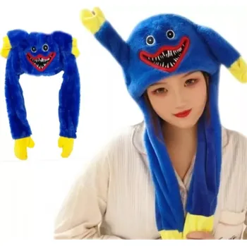 plyšák LED plyšová čepice s pohyblivýma ušima Huggy Wuggy - modrá