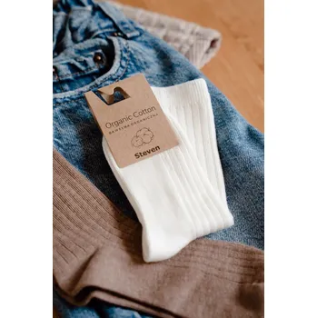 Organické Dětské Pruhované Ponožky bez Svírání Steven, SVĚTLE BÉŽOVÁ 23-25 i170_MH004186Z