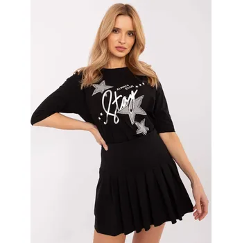 Dámská halenka Dámská černá halenka FPrice s krátkým rukávem, XL i523_5906694015298