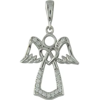 Přívěsek Zlatý přívěsek z bílého zlata se zirkony anděl 2672W (585/1000) 1.2 g