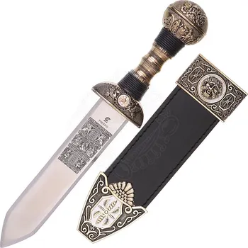 Replika zbraně Římská dýka Piu s koženou pochvou