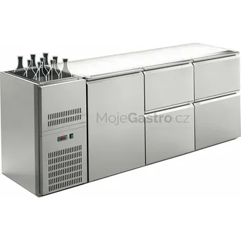 Stůl chladící barový REGS 314E (3sekce/délky 2150mm) s chlazenou vanou na nápoje