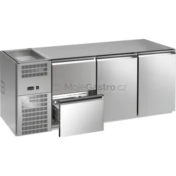Stůl chladící barový REGS 322E (3sekce/délka 2150mm) s chlazenou vanou na nápoje