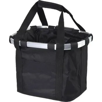 Cyklosvítilna Skládací závěsný košík na kolo 36×25×24 cm Brašna na řídítka Nosnost 5 kg Přední taška na kolo pro nákup a přepravu věcí Lehká konstrukce černá