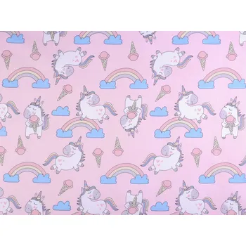 Bavlněná látka / plátno jednorožec, barva 1 (22180-4) růžová sv.