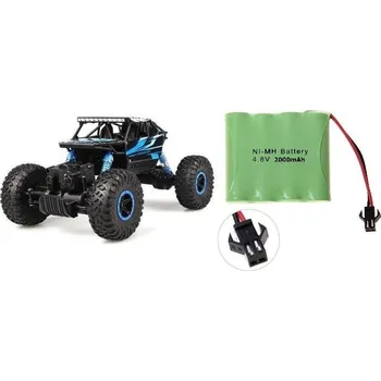 RC model auta CONQUEROR 4x4 - 2,4Ghz - 1/18 - malý crawler - modrý + Náhradní akumulátor 2000mAh + DÁREK